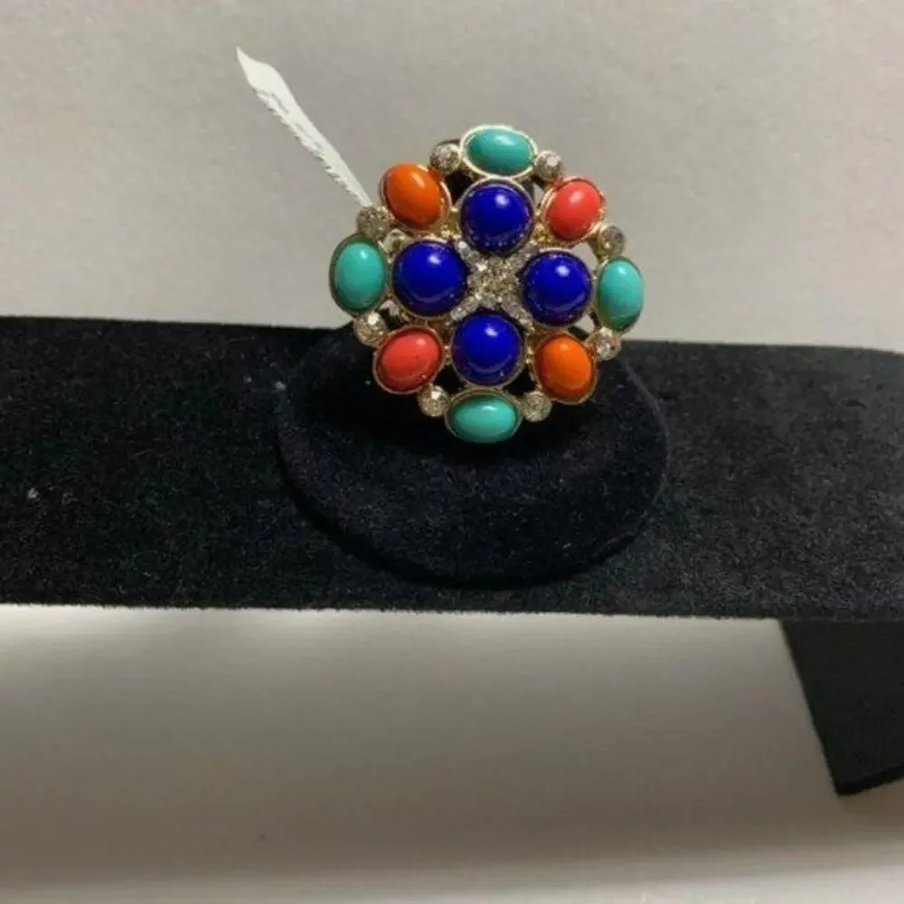 NEW Anthropologie Fashion Ring Multicolor Cluster Gems